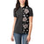 Hawaii Hibiscus and Plumeria Flowers Women Polo Shirt Tapa Tribal Pattern Half Style Grayscale Mode