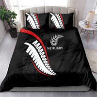 New Zealand Rugby Bedding Set Sporty Silver Fern Shape with Maori Tattoos LT03 - Polynesian Pride