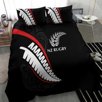New Zealand Rugby Bedding Set Sporty Silver Fern Shape with Maori Tattoos LT03 - Polynesian Pride