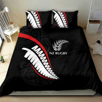 New Zealand Rugby Bedding Set Sporty Silver Fern Shape with Maori Tattoos LT03 - Polynesian Pride