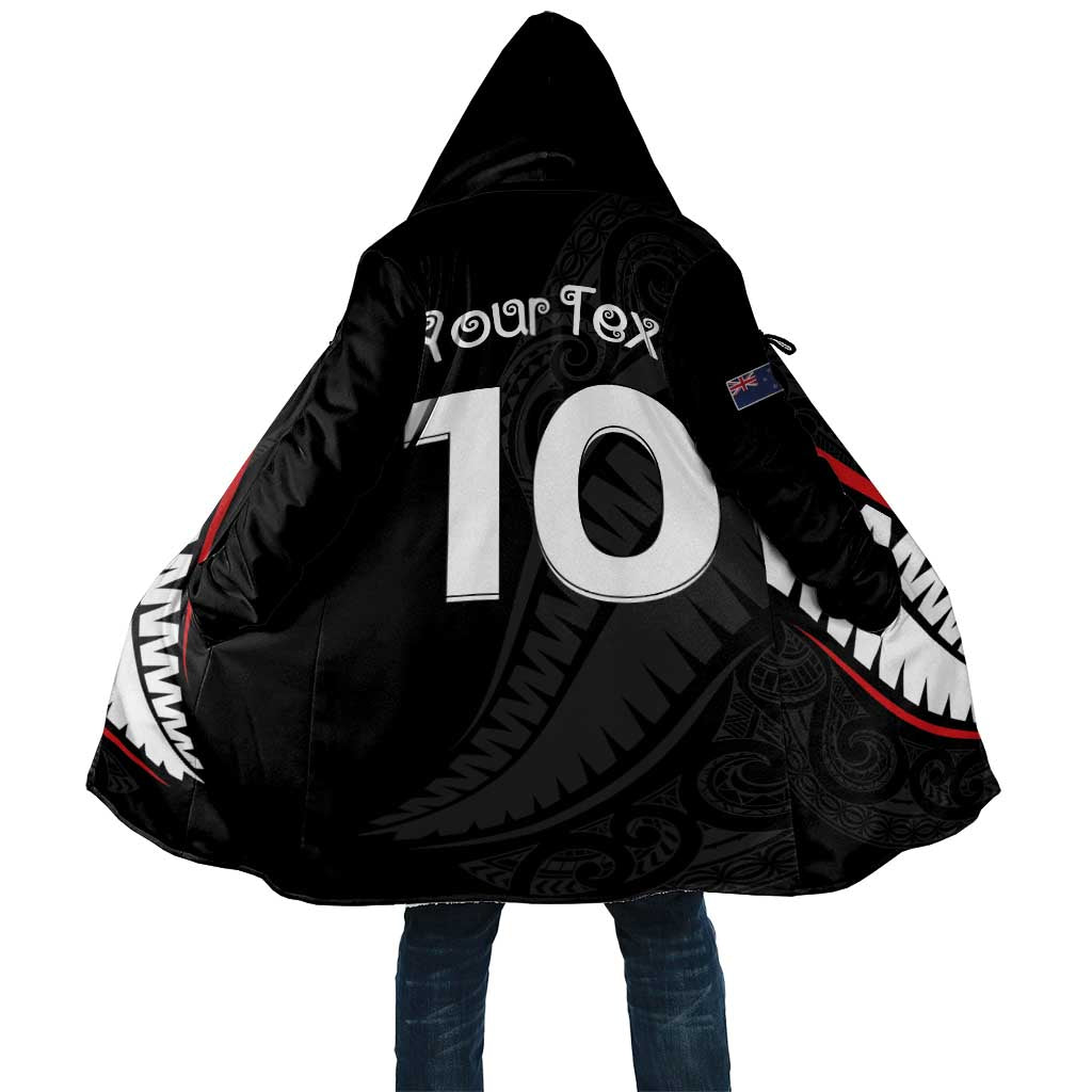 New Zealand Rugby Custom Cloak Sporty Silver Fern Shape with Maori Tattoos LT03 Unisex Black - Polynesian Pride