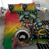 Vanuatu and Australia Together Bedding Set Kangaroo with Pig Tusk Indigenous Pattern LT03 - Polynesian Pride