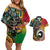 Vanuatu and Australia Together Couples Matching Off Shoulder Short Dress and Hawaiian Shirt Kangaroo with Pig Tusk Indigenous Pattern