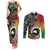 Vanuatu and Australia Together Couples Matching Tank Maxi Dress and Long Sleeve Button Shirt Kangaroo with Pig Tusk Indigenous Pattern