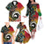 Vanuatu and Australia Together Family Matching Off The Shoulder Long Sleeve Dress and Hawaiian Shirt Kangaroo with Pig Tusk Indigenous Pattern