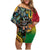 Vanuatu and Australia Together Family Matching Off Shoulder Short Dress and Hawaiian Shirt Kangaroo with Pig Tusk Indigenous Pattern