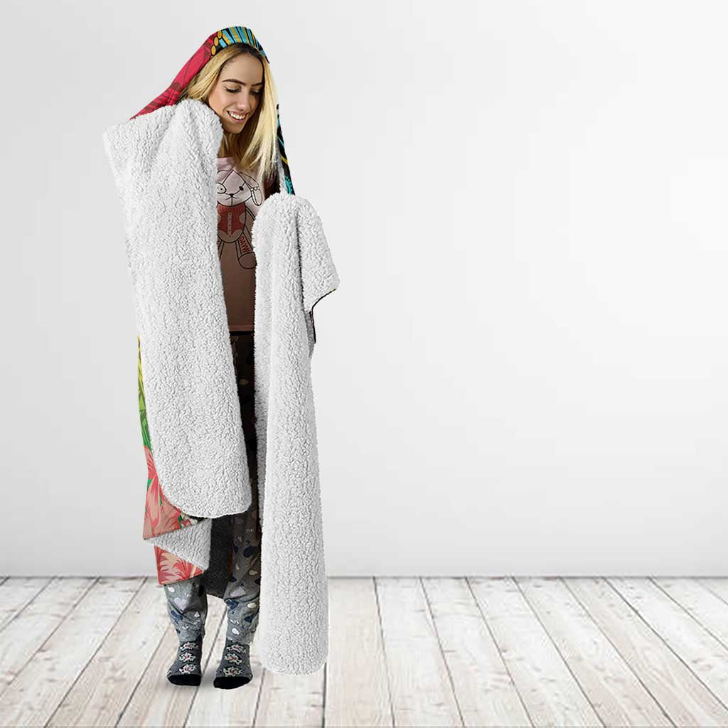 Vanuatu and Australia Together Hooded Blanket Kangaroo with Pig Tusk Indigenous Pattern LT03 - Polynesian Pride