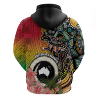 Vanuatu and Australia Together Hoodie Kangaroo with Pig Tusk Indigenous Pattern LT03 - Polynesian Pride