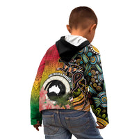 Vanuatu and Australia Together Kid Hoodie Kangaroo with Pig Tusk Indigenous Pattern LT03 - Polynesian Pride
