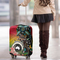 Vanuatu and Australia Together Luggage Cover Kangaroo with Pig Tusk Indigenous Pattern LT03 - Polynesian Pride