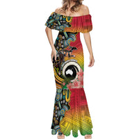 Vanuatu and Australia Together Mermaid Dress Kangaroo with Pig Tusk Indigenous Pattern LT03 - Polynesian Pride
