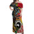 Vanuatu and Australia Together Off Shoulder Maxi Dress Kangaroo with Pig Tusk Indigenous Pattern