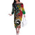 Vanuatu and Australia Together Off The Shoulder Long Sleeve Dress Kangaroo with Pig Tusk Indigenous Pattern