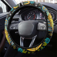 Vanuatu and Australia Together Steering Wheel Cover Kangaroo with Pig Tusk Indigenous Pattern LT03 - Polynesian Pride