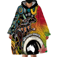 Vanuatu and Australia Together Wearable Blanket Hoodie Kangaroo with Pig Tusk Indigenous Pattern LT03 - Polynesian Pride
