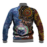 Samoa and Australia Together Baseball Jacket Kangaroo and Tribal Hibiscus Aboriginal Pattern LT03 - Polynesian Pride