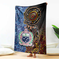 Samoa and Australia Together Blanket Kangaroo and Tribal Hibiscus Aboriginal Pattern LT03 - Polynesian Pride