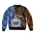 Samoa and Australia Together Bomber Jacket Kangaroo and Tribal Hibiscus Aboriginal Pattern