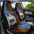 Samoa and Australia Together Car Seat Cover Kangaroo and Tribal Hibiscus Aboriginal Pattern