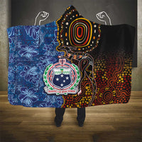 Samoa and Australia Together Hooded Blanket Kangaroo and Tribal Hibiscus Aboriginal Pattern LT03 - Polynesian Pride