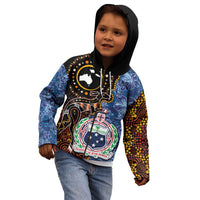 Samoa and Australia Together Kid Hoodie Kangaroo and Tribal Hibiscus Aboriginal Pattern LT03 - Polynesian Pride