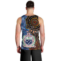 Samoa and Australia Together Men Tank Top Kangaroo and Tribal Hibiscus Aboriginal Pattern LT03 - Polynesian Pride