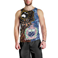 Samoa and Australia Together Men Tank Top Kangaroo and Tribal Hibiscus Aboriginal Pattern LT03 - Polynesian Pride