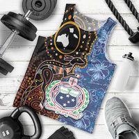 Samoa and Australia Together Men Tank Top Kangaroo and Tribal Hibiscus Aboriginal Pattern LT03 - Polynesian Pride