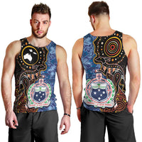 Samoa and Australia Together Men Tank Top Kangaroo and Tribal Hibiscus Aboriginal Pattern LT03 - Polynesian Pride