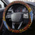 Samoa and Australia Together Steering Wheel Cover Kangaroo and Tribal Hibiscus Aboriginal Pattern