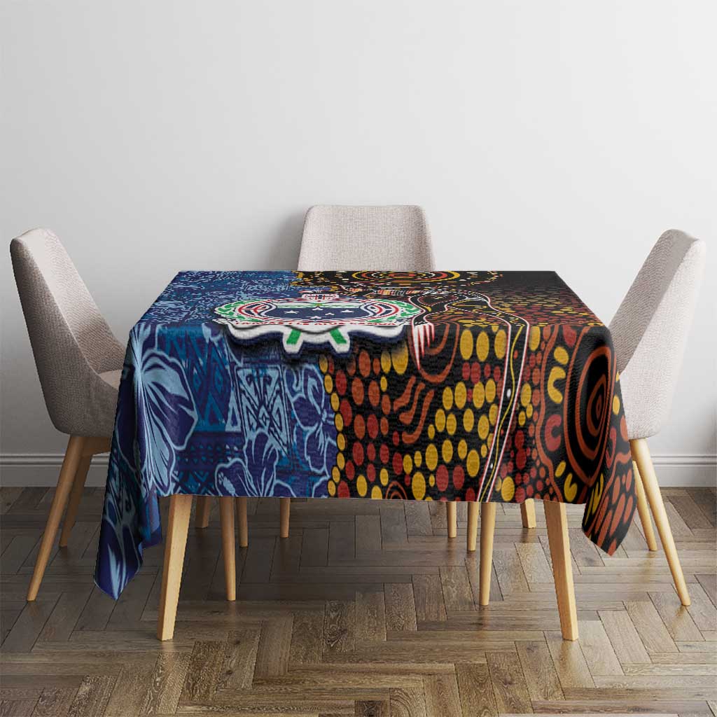 Samoa and Australia Together Tablecloth Kangaroo and Tribal Hibiscus Aboriginal Pattern LT03 - Polynesian Pride