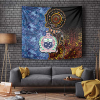 Samoa and Australia Together Tapestry Kangaroo and Tribal Hibiscus Aboriginal Pattern LT03 - Polynesian Pride