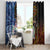 Samoa and Australia Together Window Curtain Kangaroo and Tribal Hibiscus Aboriginal Pattern