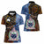 Samoa and Australia Together Women Polo Shirt Kangaroo and Tribal Hibiscus Aboriginal Pattern