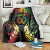 Personalised Pohnpei Independence Day Blanket Polynesian Tattoo and Plumeria Reggae Color LT03 Reggae - Polynesian Pride