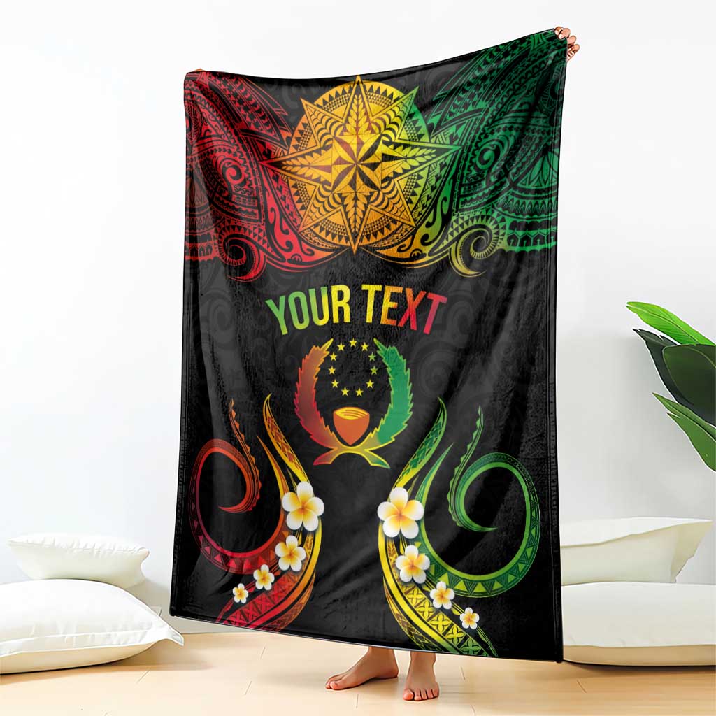 Personalised Pohnpei Independence Day Blanket Polynesian Tattoo and Plumeria Reggae Color LT03 - Polynesian Pride