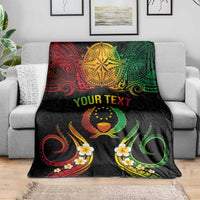 Personalised Pohnpei Independence Day Blanket Polynesian Tattoo and Plumeria Reggae Color LT03 - Polynesian Pride