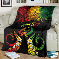 Personalised Pohnpei Independence Day Blanket Polynesian Tattoo and Plumeria Reggae Color LT03 - Polynesian Pride