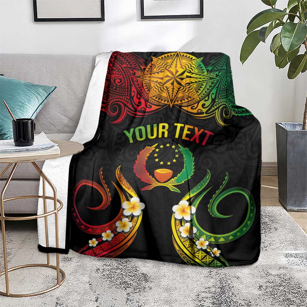 Personalised Pohnpei Independence Day Blanket Polynesian Tattoo and Plumeria Reggae Color LT03 - Polynesian Pride