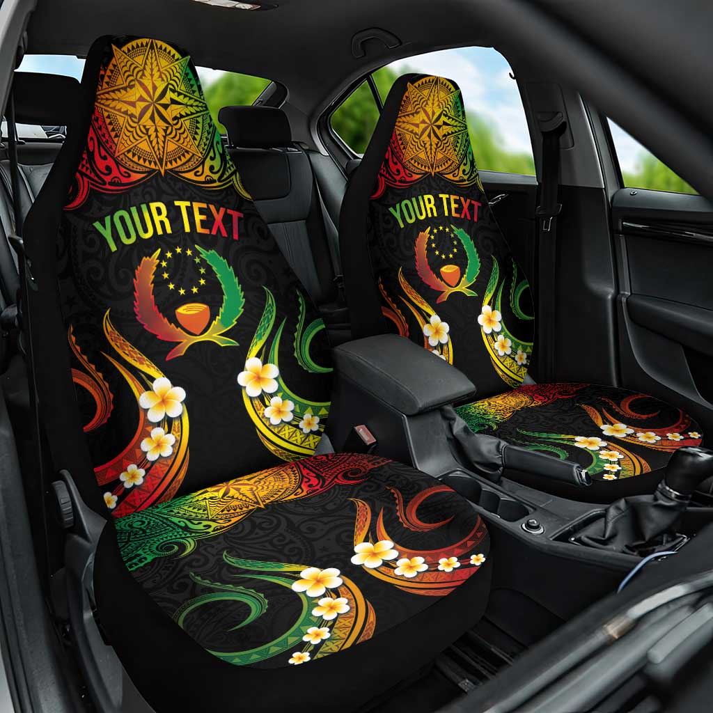 Personalised Pohnpei Independence Day Car Seat Cover Polynesian Tattoo and Plumeria Reggae Color LT03 One Size Reggae - Polynesian Pride