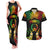 Personalised Pohnpei Independence Day Couples Matching Tank Maxi Dress and Hawaiian Shirt Polynesian Tattoo and Plumeria Reggae Color