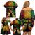 Personalised Pohnpei Independence Day Family Matching Off Shoulder Short Dress and Hawaiian Shirt Polynesian Tattoo and Plumeria Reggae Color