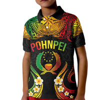 Personalised Pohnpei Independence Day Kid Polo Shirt Polynesian Tattoo and Plumeria Reggae Color LT03 Kid Reggae - Polynesian Pride