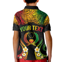 Personalised Pohnpei Independence Day Kid Polo Shirt Polynesian Tattoo and Plumeria Reggae Color LT03 - Polynesian Pride
