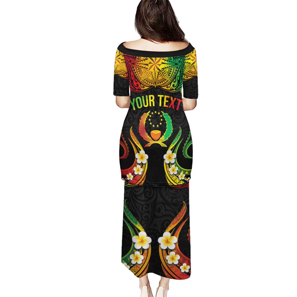 Personalised Pohnpei Independence Day Puletasi Polynesian Tattoo and Plumeria Reggae Color LT03 - Polynesian Pride