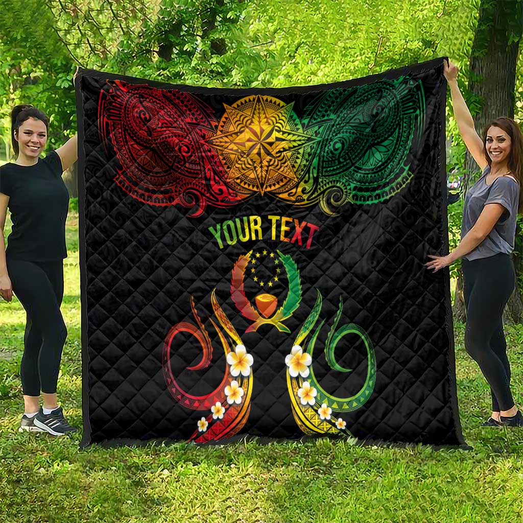Personalised Pohnpei Independence Day Quilt Polynesian Tattoo and Plumeria Reggae Color LT03 - Polynesian Pride