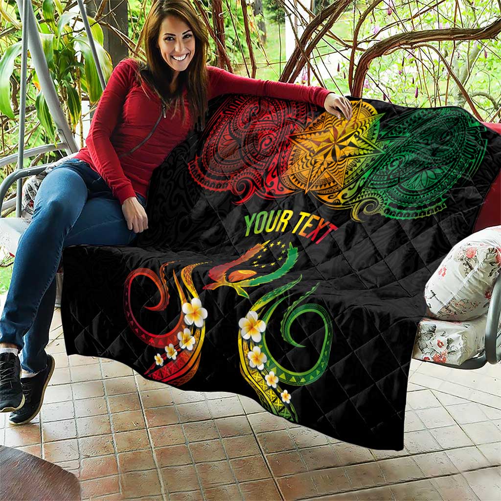 Personalised Pohnpei Independence Day Quilt Polynesian Tattoo and Plumeria Reggae Color LT03 - Polynesian Pride