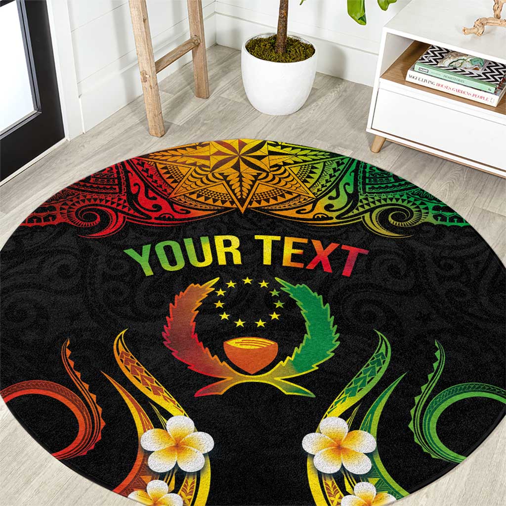 Personalised Pohnpei Independence Day Round Carpet Polynesian Tattoo and Plumeria Reggae Color LT03 Reggae - Polynesian Pride