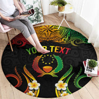 Personalised Pohnpei Independence Day Round Carpet Polynesian Tattoo and Plumeria Reggae Color LT03 - Polynesian Pride