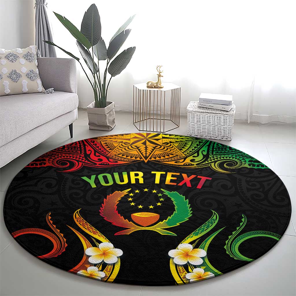 Personalised Pohnpei Independence Day Round Carpet Polynesian Tattoo and Plumeria Reggae Color LT03 - Polynesian Pride